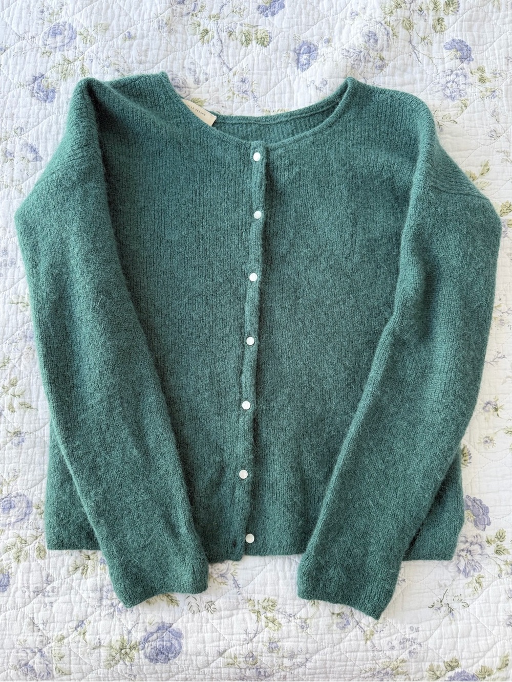 Sezane Women’s Emerald Green Button-Front Sweater Cardigan